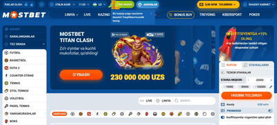 Mostbet UZ O'zbekistonda: kazino va sport tikish